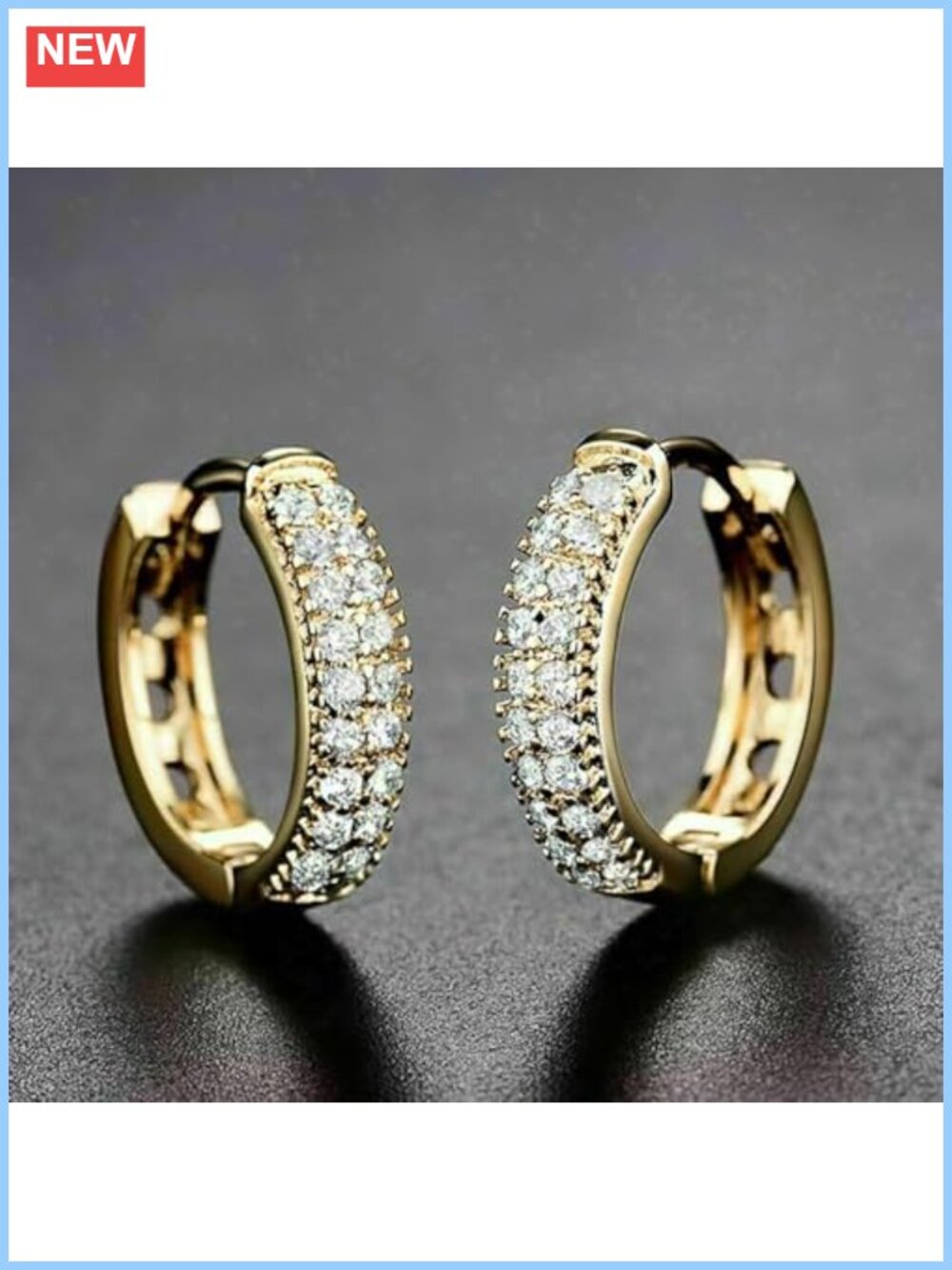Gold Color Hoop Earrings with CZ Luxury Jewelry for Women